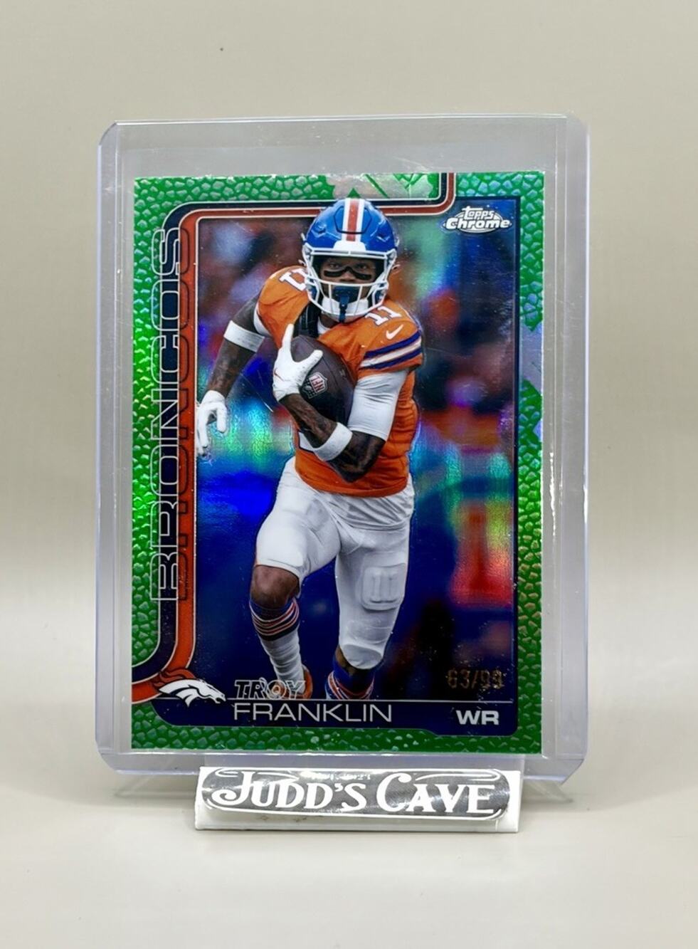 🚨 2025 Topps Chrome Troy Franklin True Green Refractor Denver Broncos /99 🏈